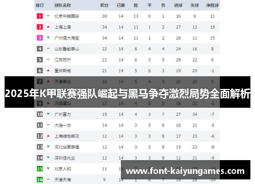 2025年K甲联赛强队崛起与黑马争夺激烈局势全面解析
